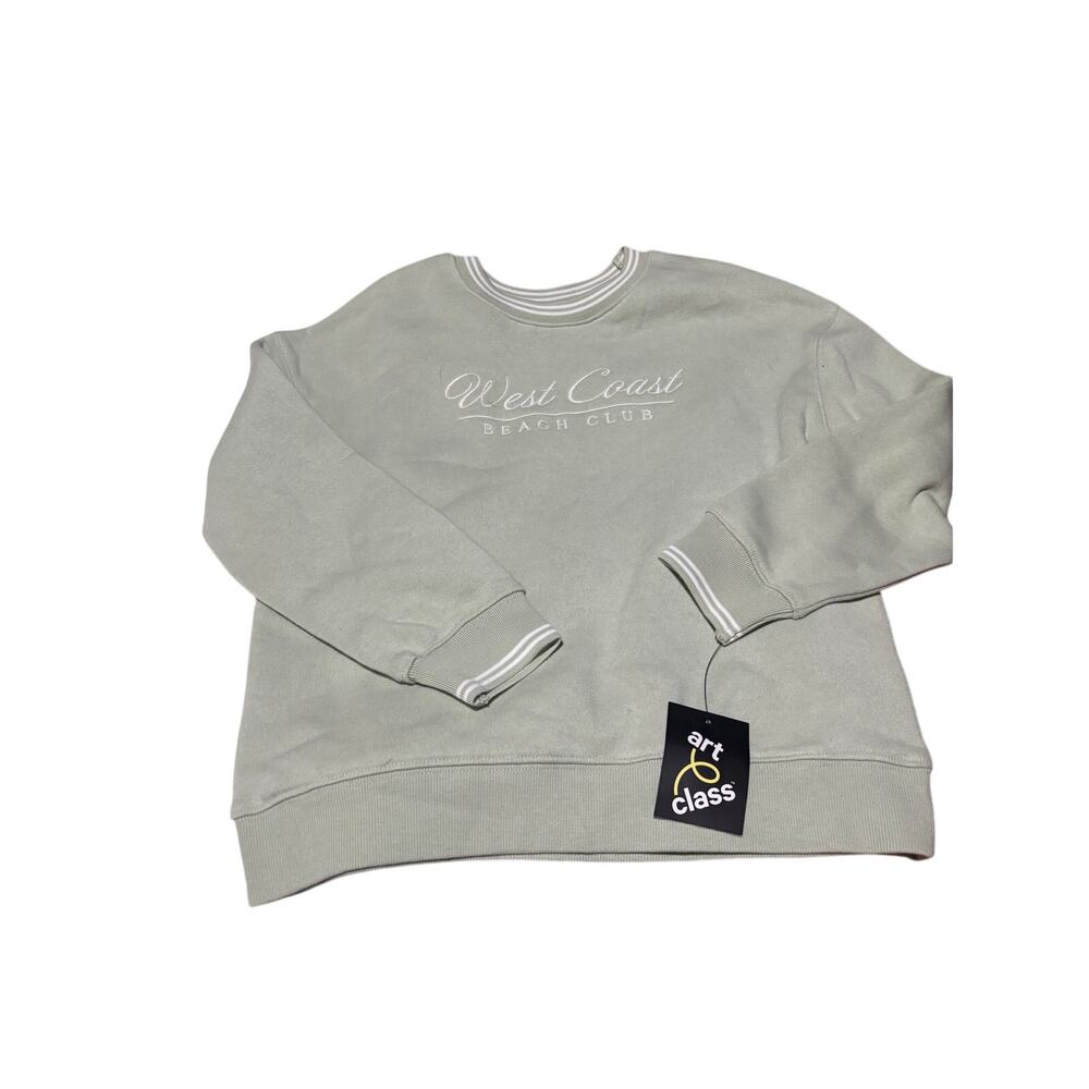 Art Class s 6/7 sage green crew neck sweatshirt fleece lined nwt